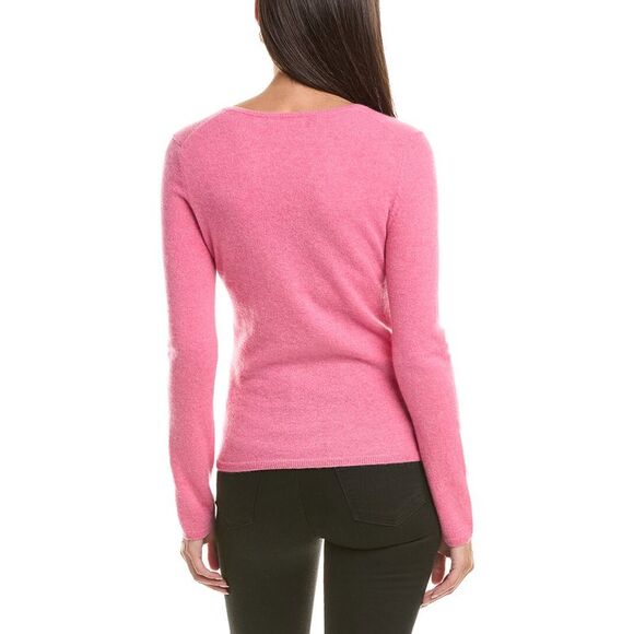 Incashmere Womens  V-Neck Cashmere Sweater, Pink - Picture 2 of 3